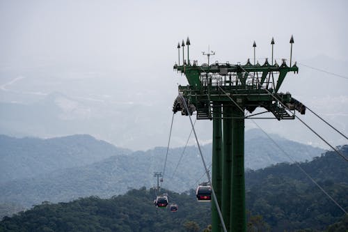 Cable Car over Forest on Hills