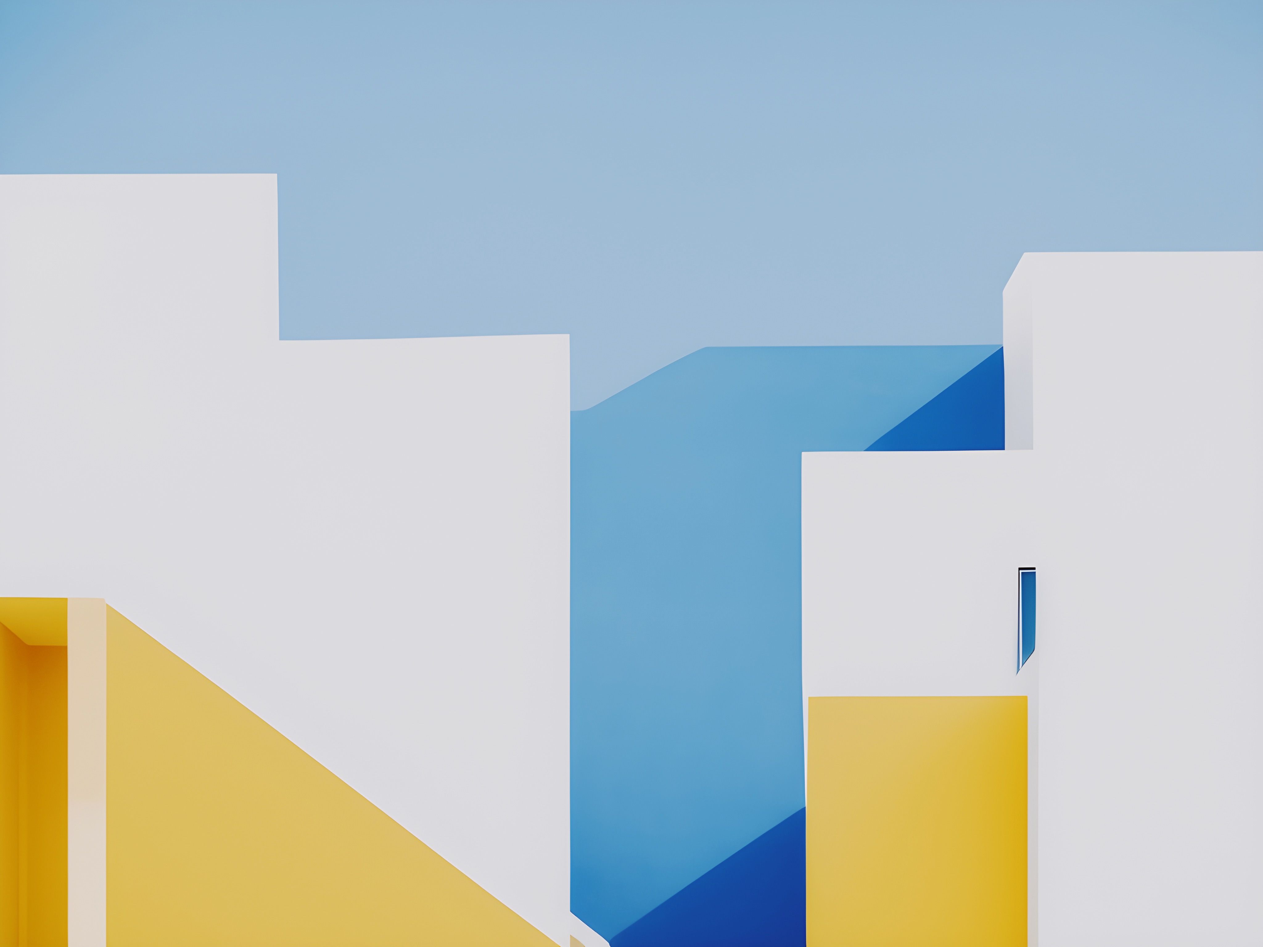 A creative abstract view of modern architecture with bold geometric lines and vibrant colors.