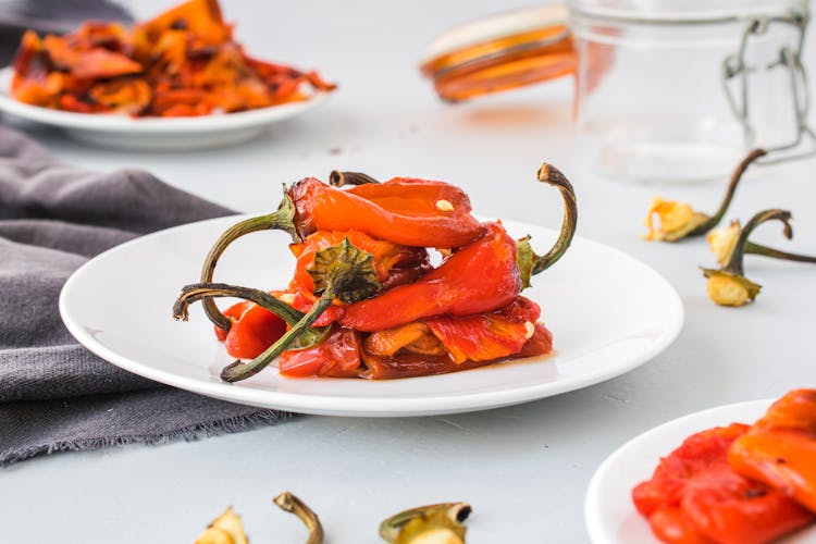 Grilled Peppers On The Plate 