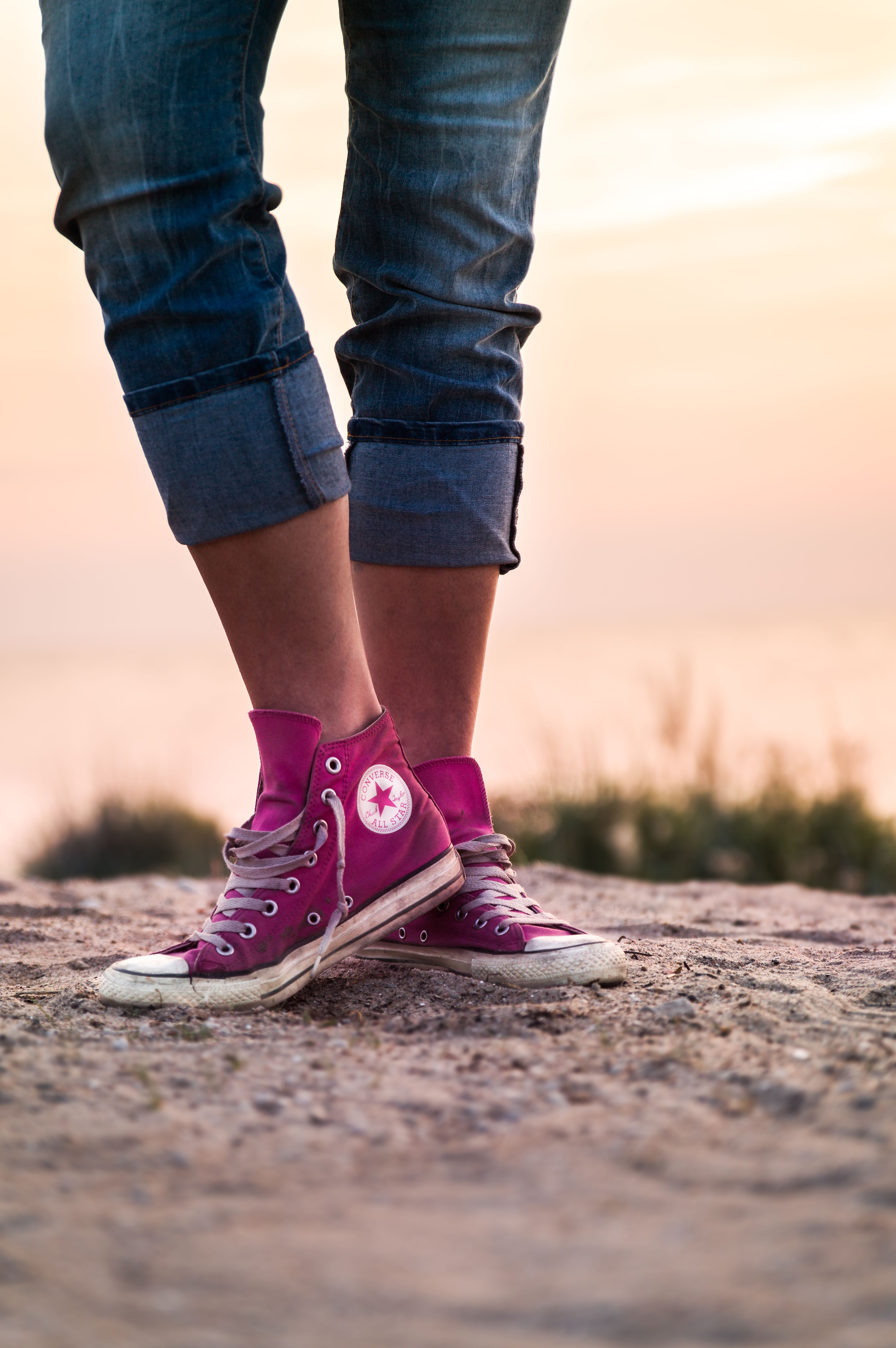 Person Wearing Pink and White High Top Sneakers · Free Stock Photo
