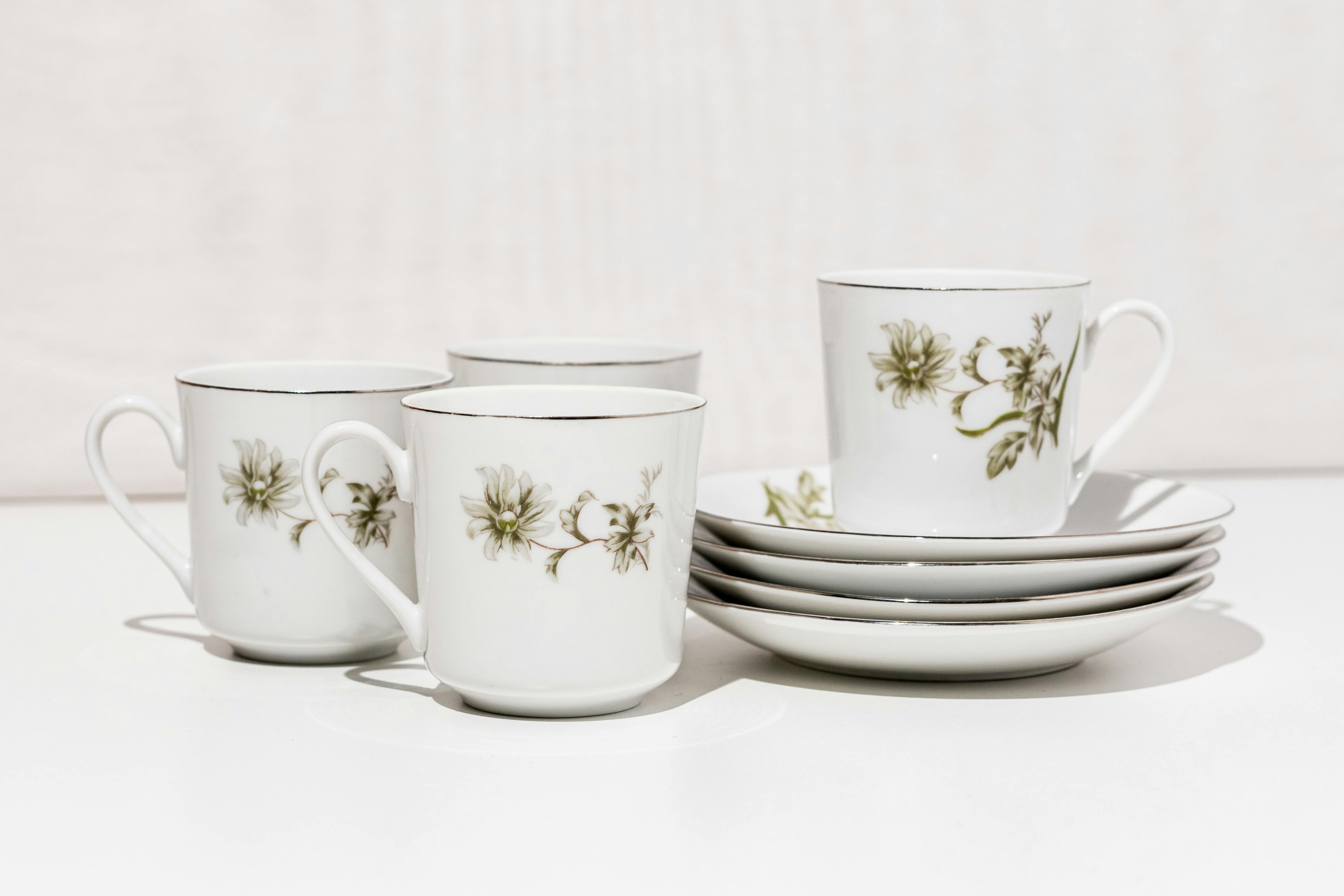 elegant set of four cups and saucers