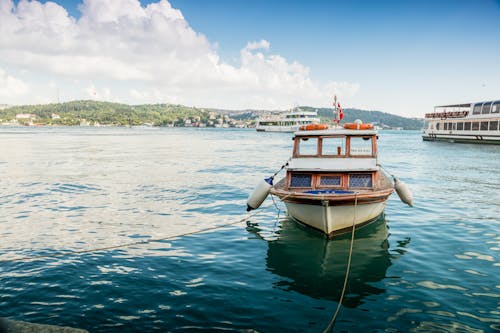 Motorboat Moored on Shore in Istanbul