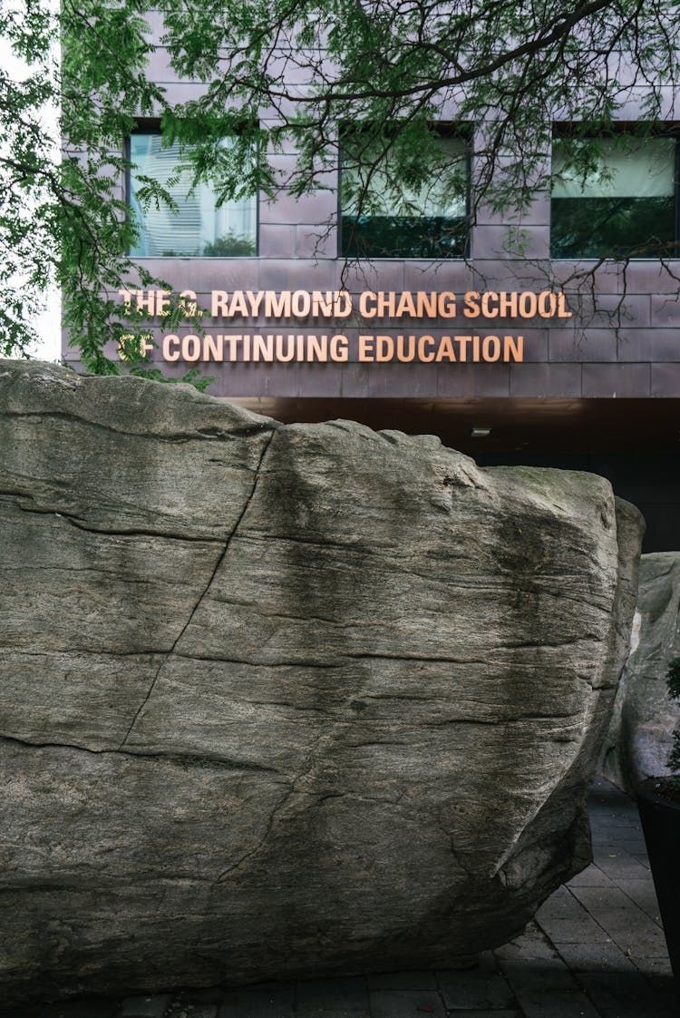 Large Stone Infront Of School