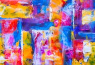 这幅色彩丰富、笔触动感的抽象丙烯画，非常适合现代艺术爱好者
