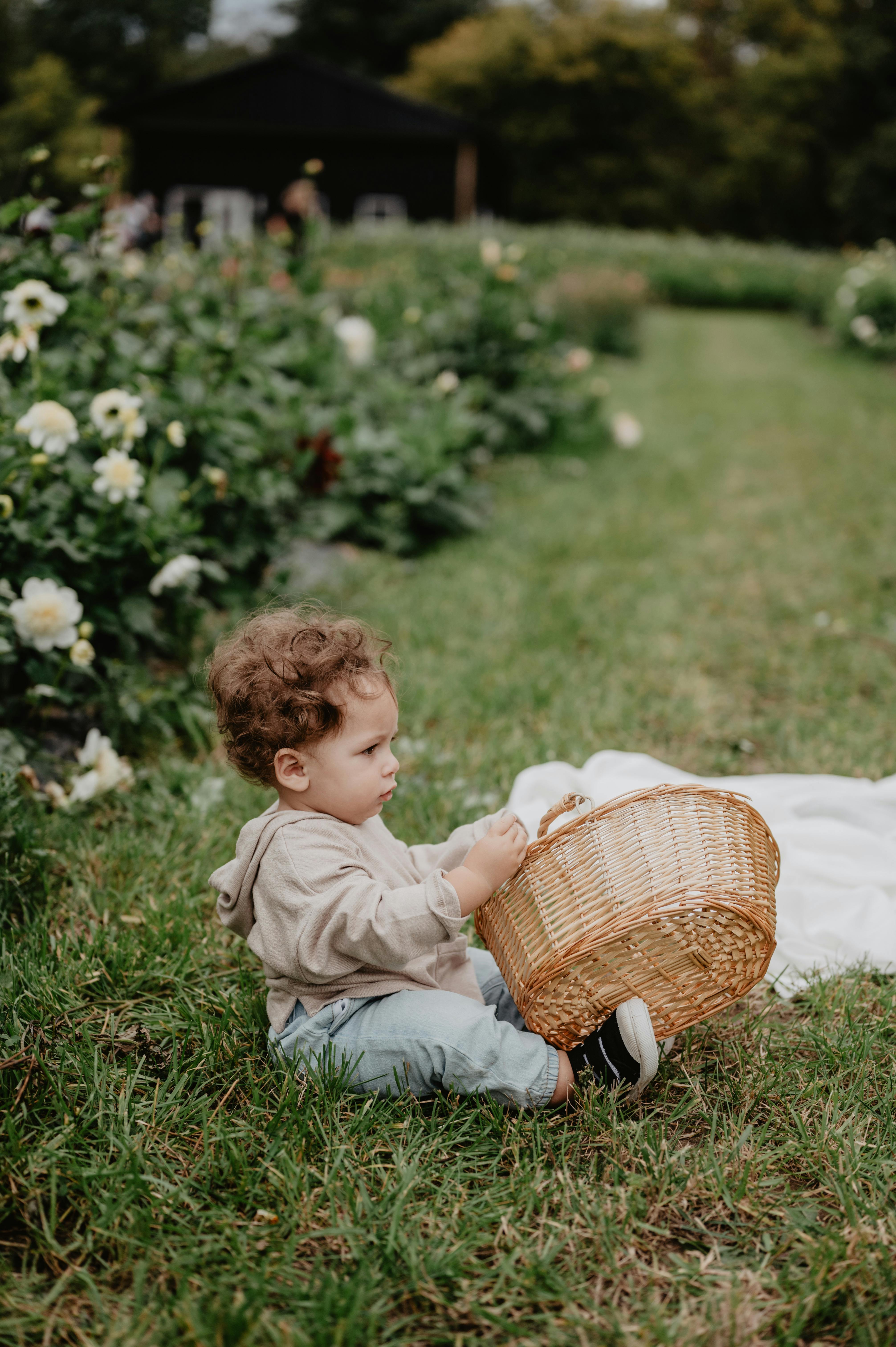 Baby shop holding basket