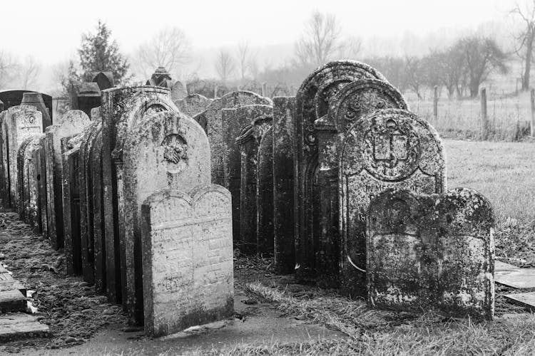 Tombstones Standing In Lines