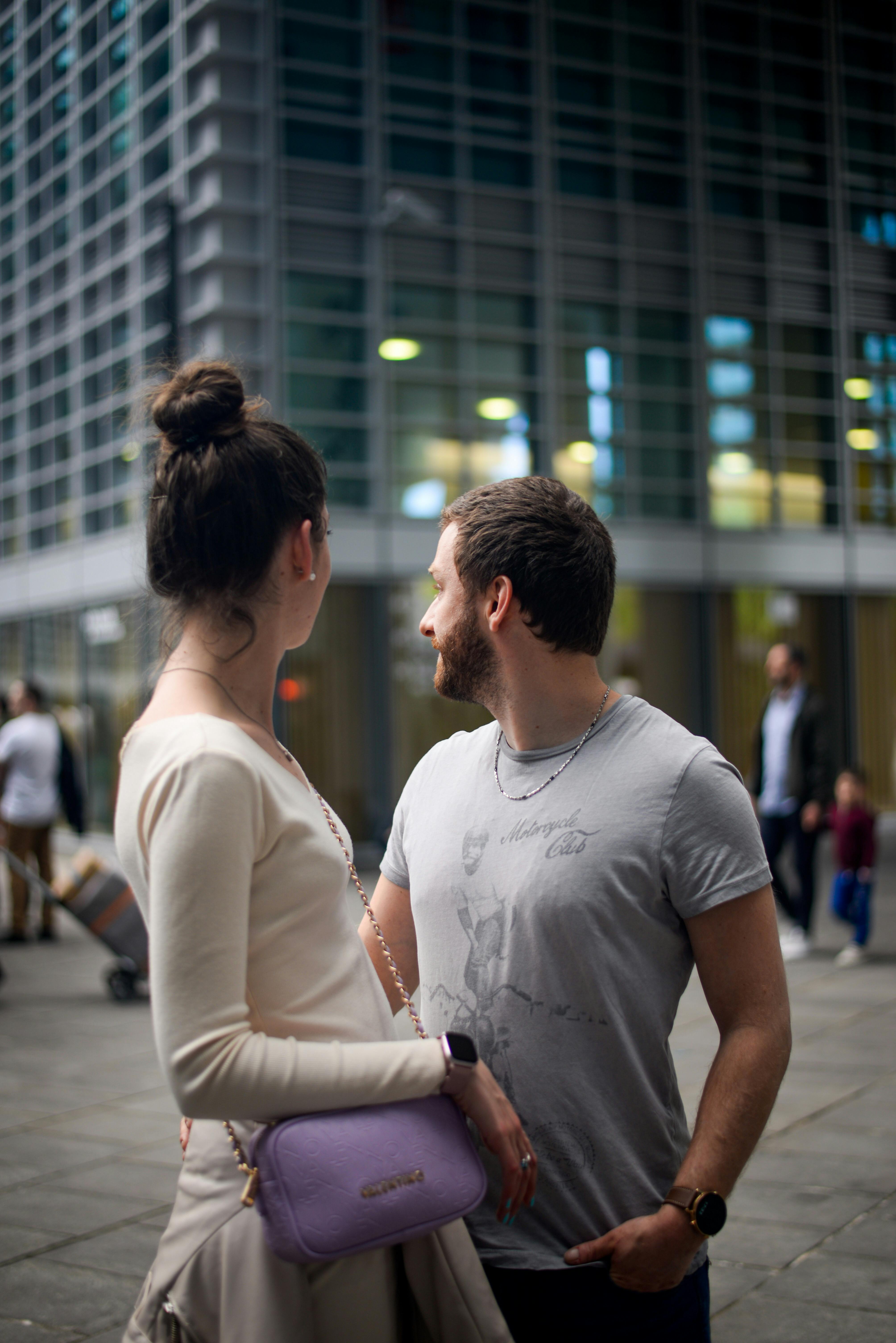 portrait of couple in city