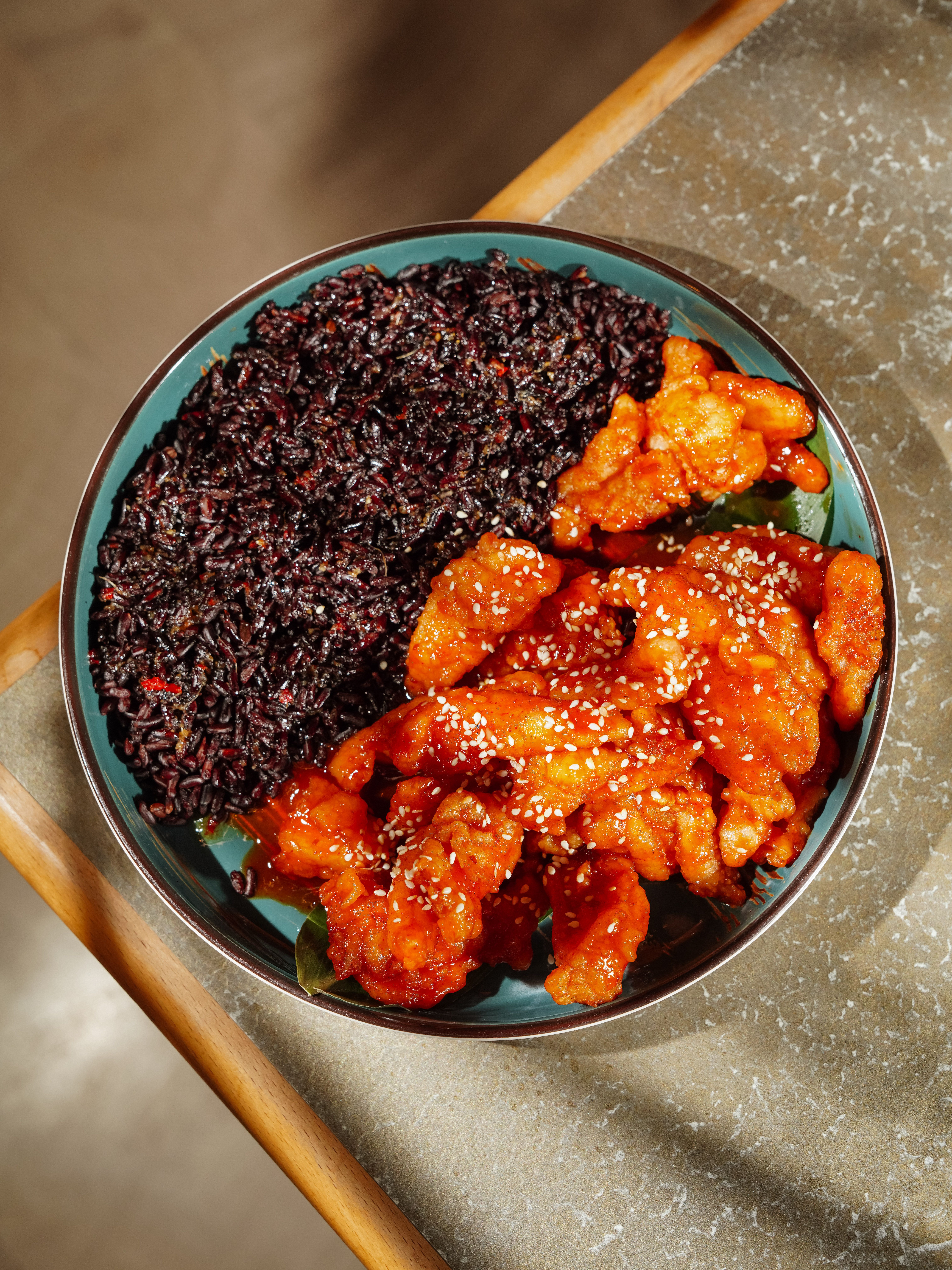cooked black rice meal