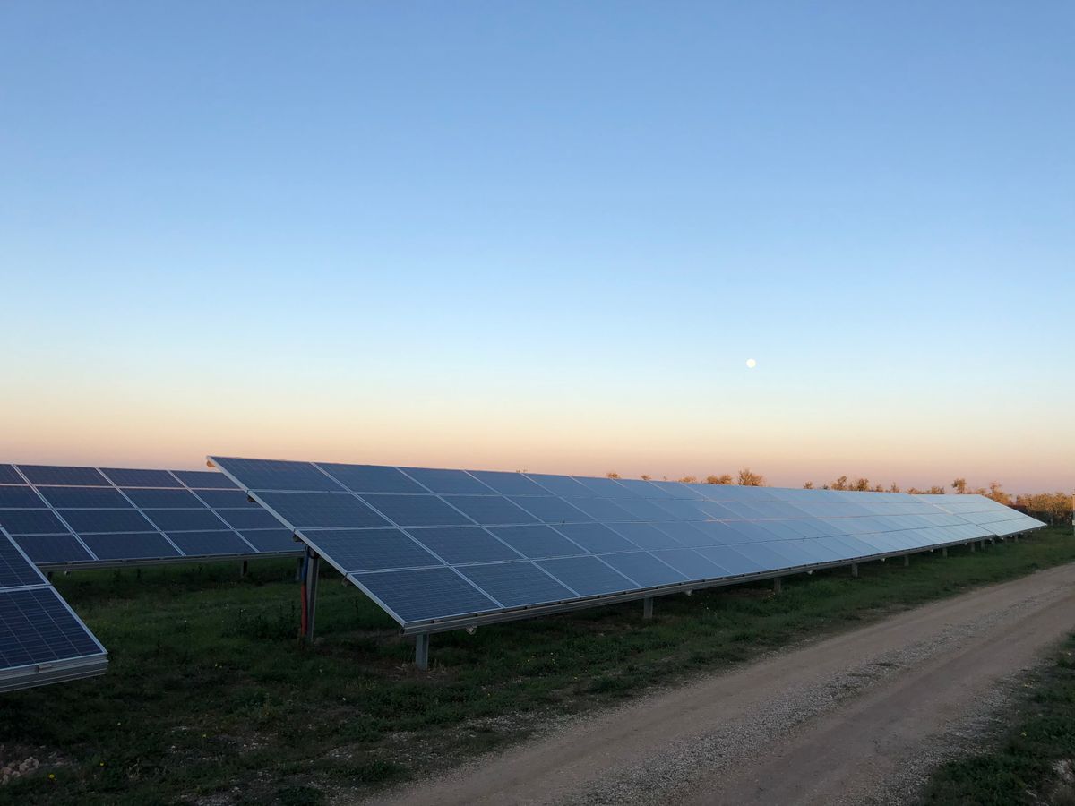 Solar array at dusk, photo by Diego Vivanco on Pexels