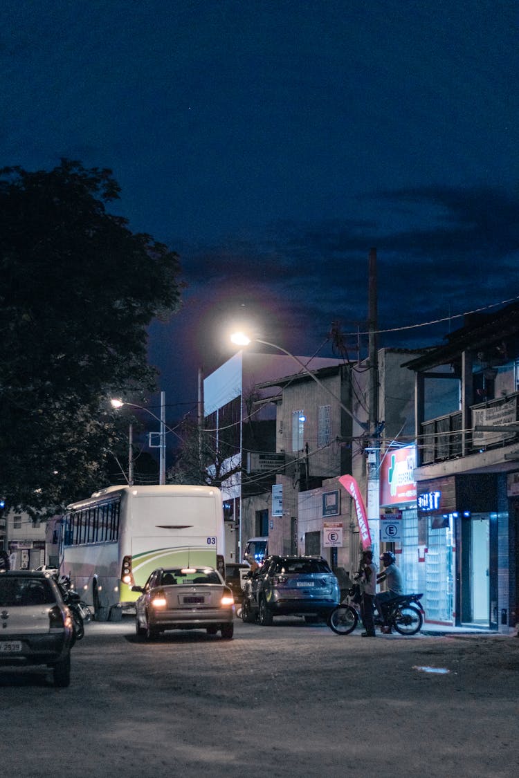 Cars Driving On Night Street