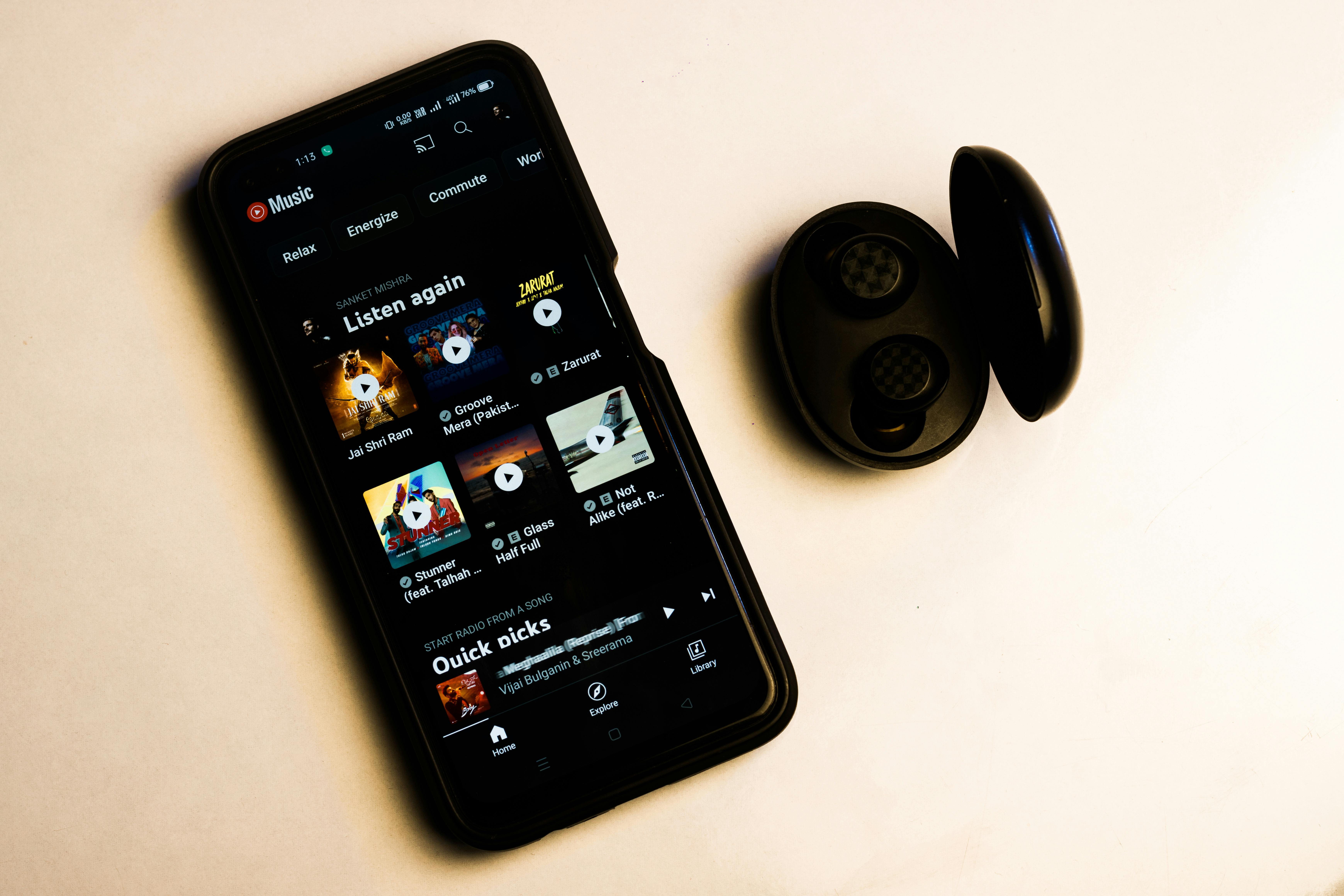 Youtube Music - Stream Songs and Music Videos app on the display of smartphone or tablet