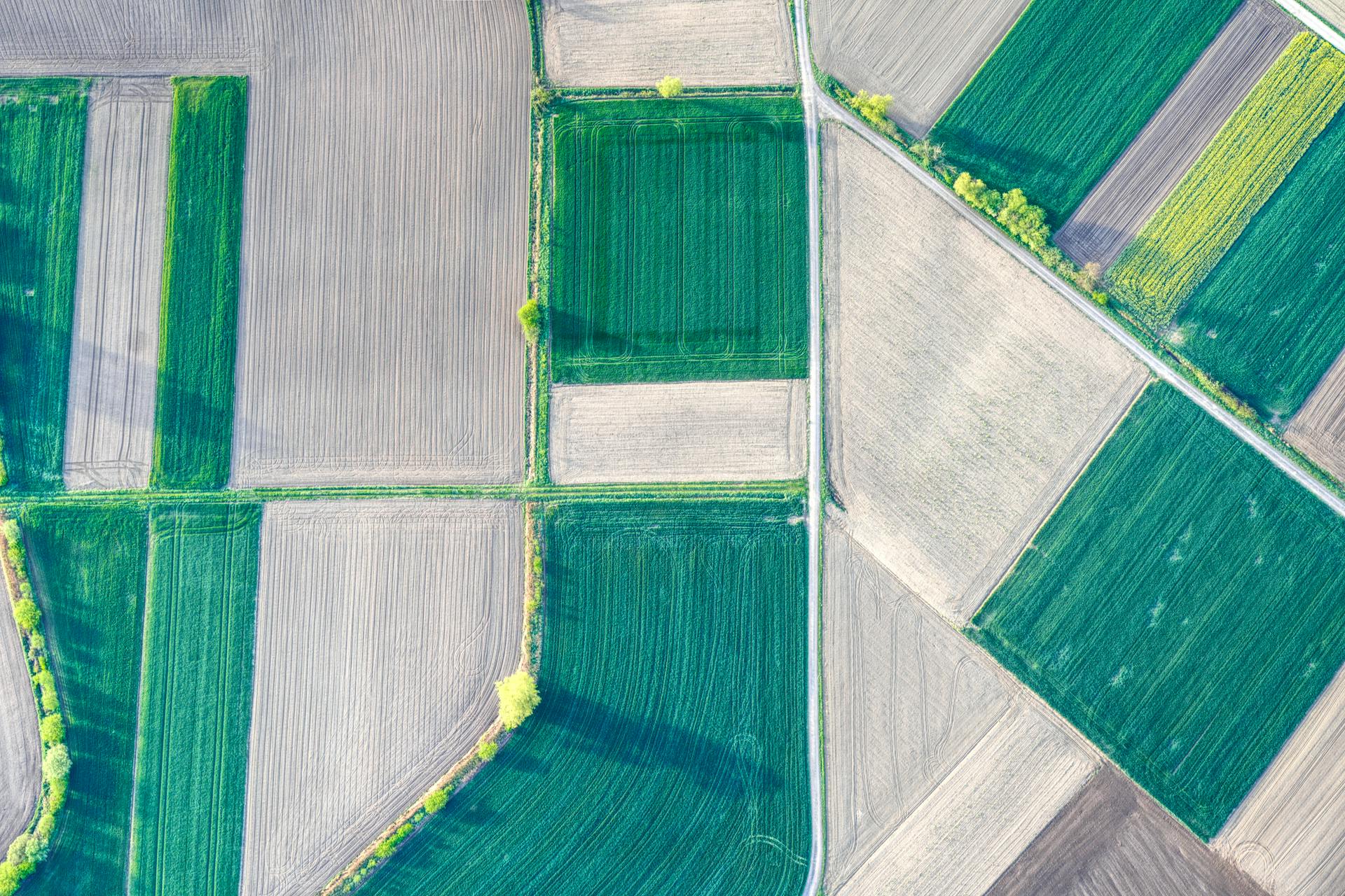 Birds Eye View of Rural Fields