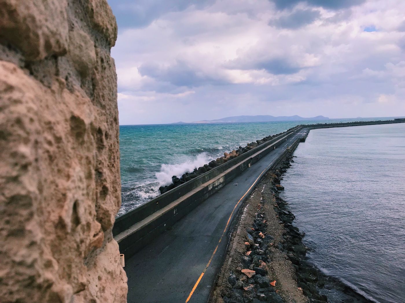 Coastal road in Chania, Crete, Greece with sea and rocky landscape