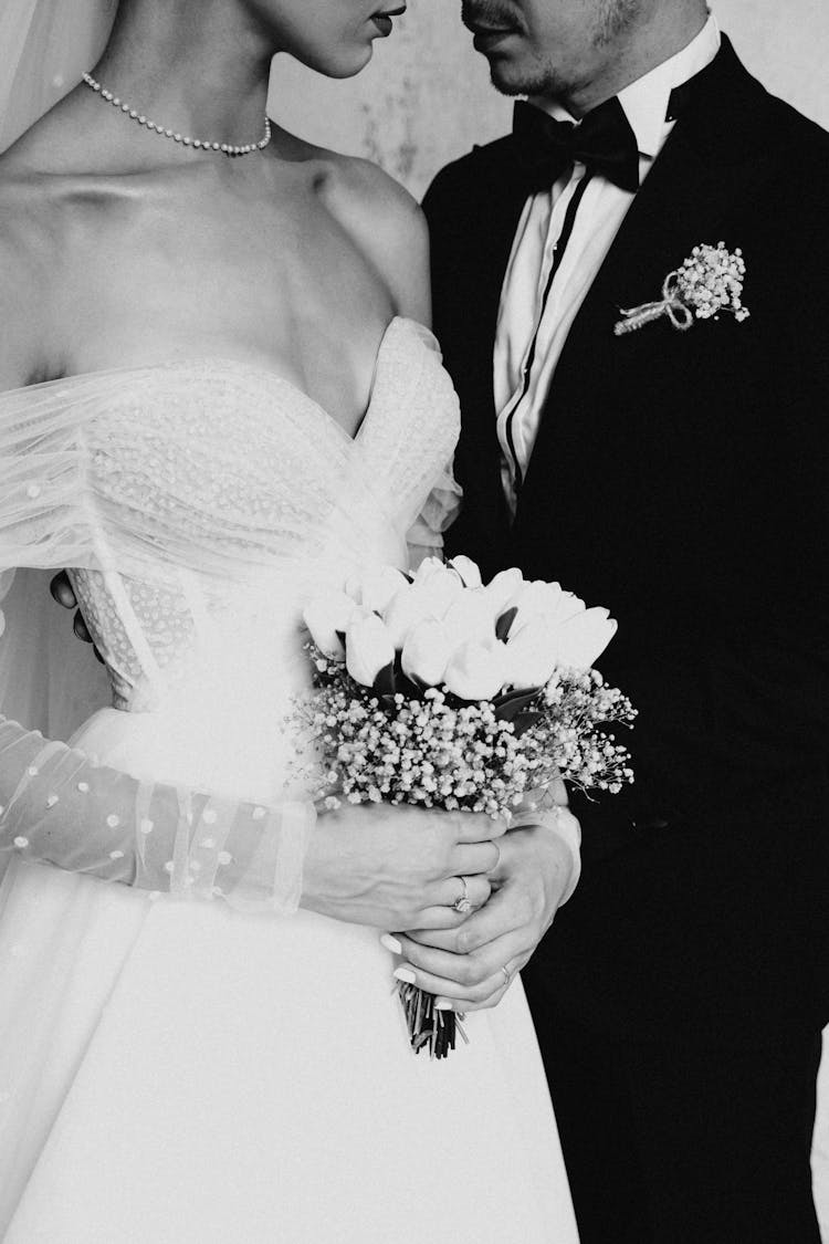 Newlyweds In Black And White