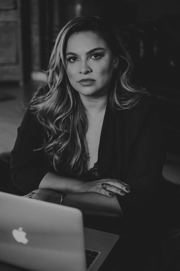 Woman Sitting With Laptop