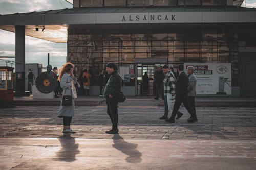 People on Street near Ferry Station in Izmir