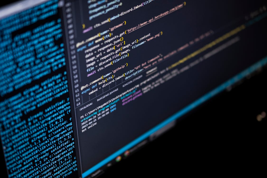 Software source code. Program code. Code on a computer screen. The ...