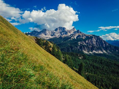 Sunny dolomites - Cortina d'Ampezzo in Italy.