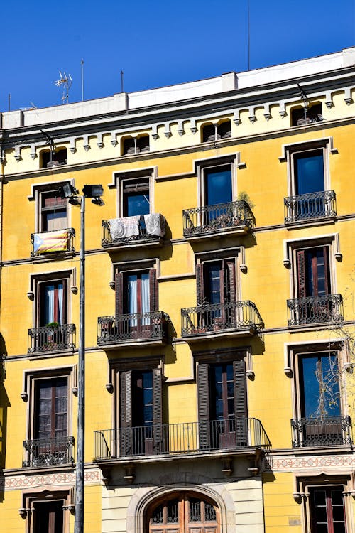 Yellow Facade of Residential Building