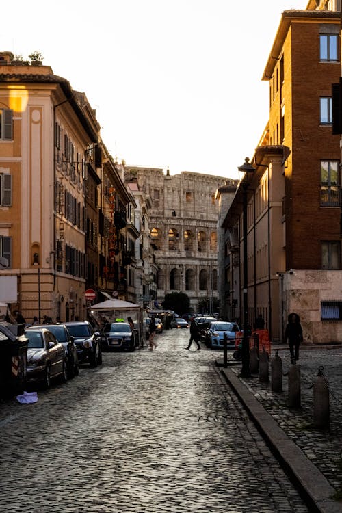 Street and Colosseum behind