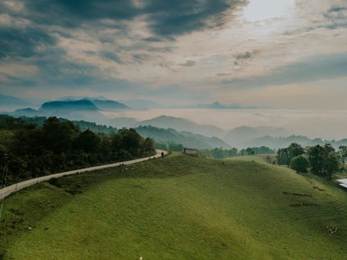 Landscape of a Road in Green Mountains 