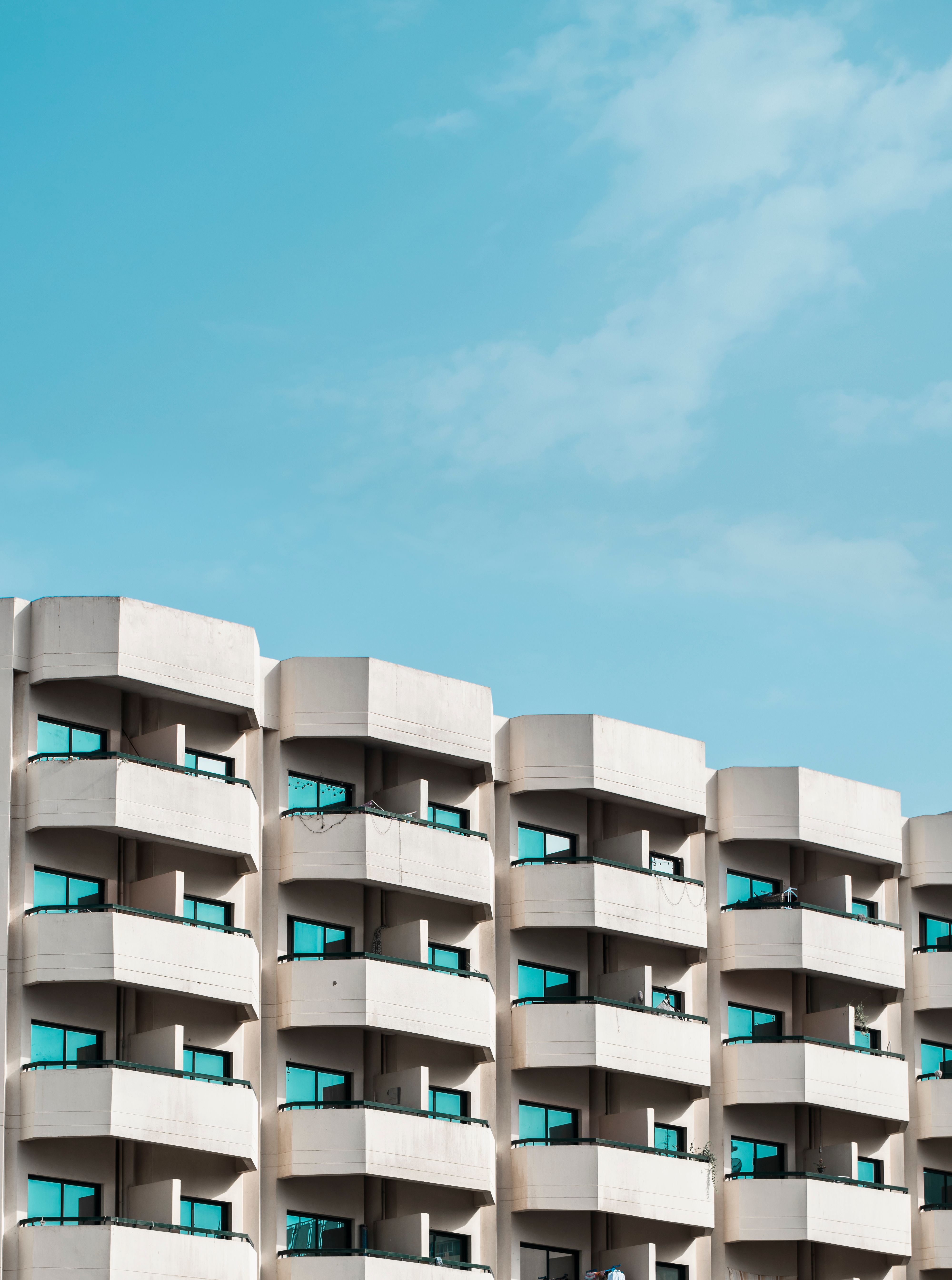 An apartment building with balconies