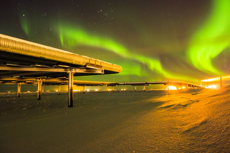 Aurora Over Installation At Night