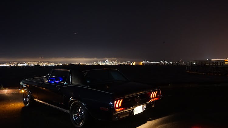 Black Coupe During Evening