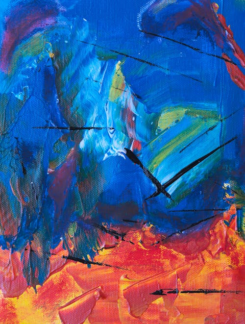 Blue and Orange Abstract Painting