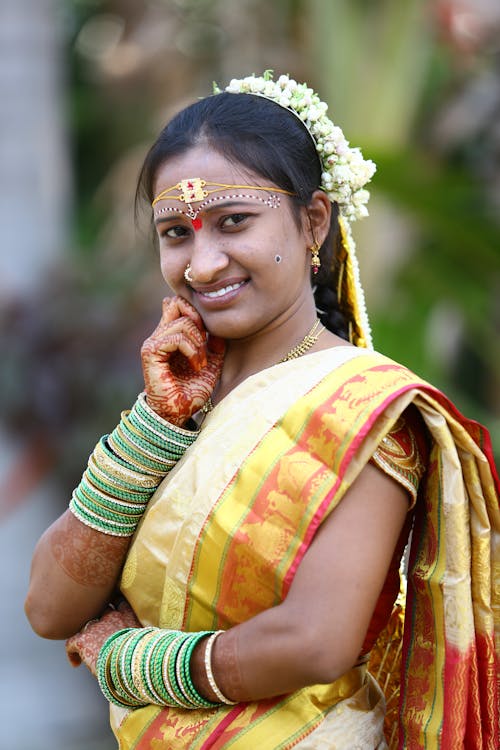 Woman Posing in Traditional Clothing