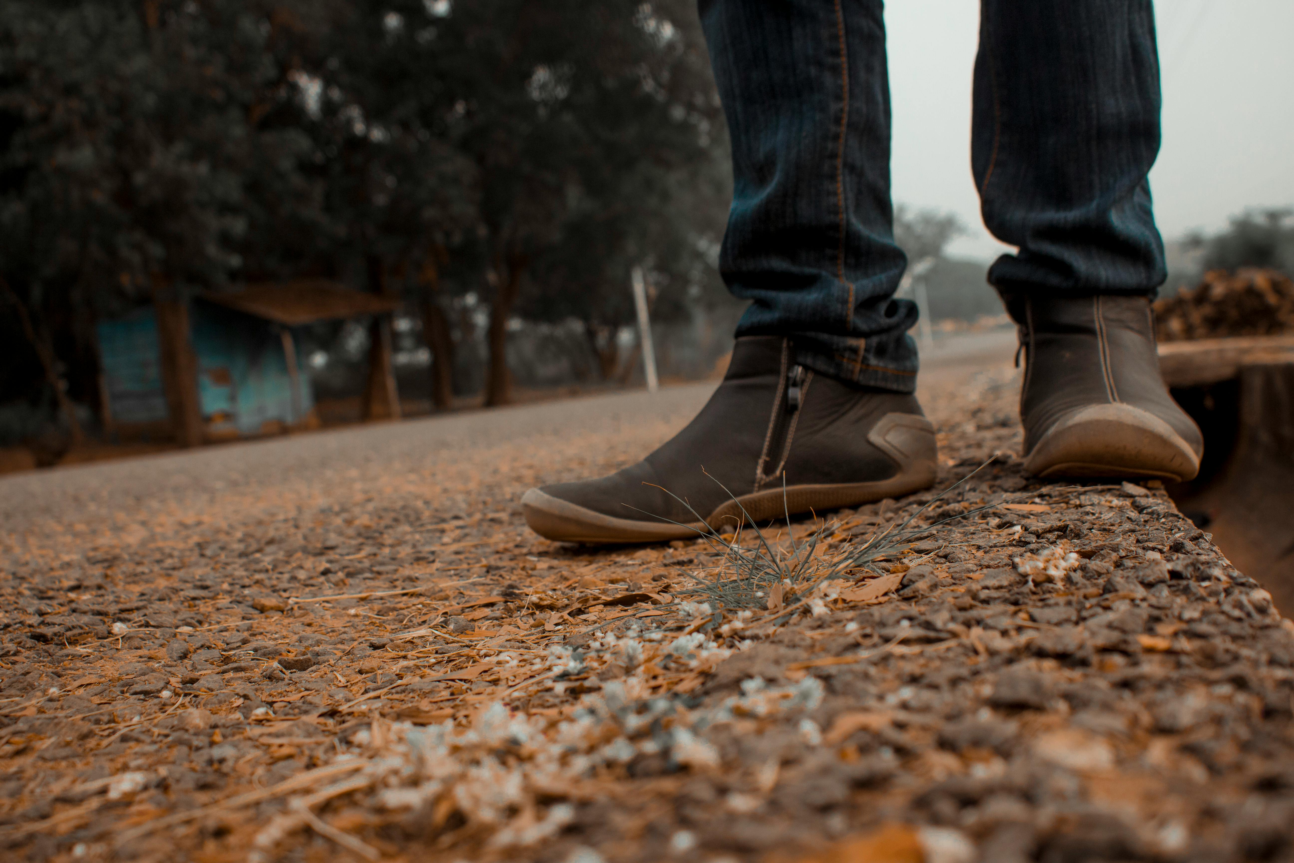 Free stock photo of curvy road, leather shoes, road