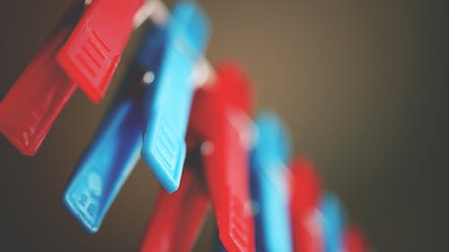 Free Red and Blue Plastic Pegs Stock Photo