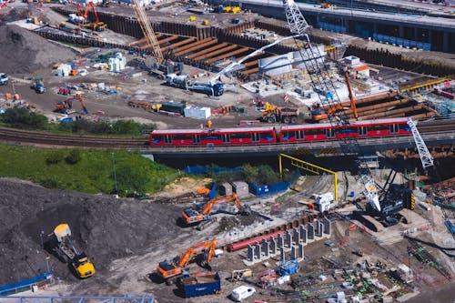 Aerial View of a Construction Site in City 