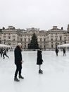 Man and Woman Ice Skating