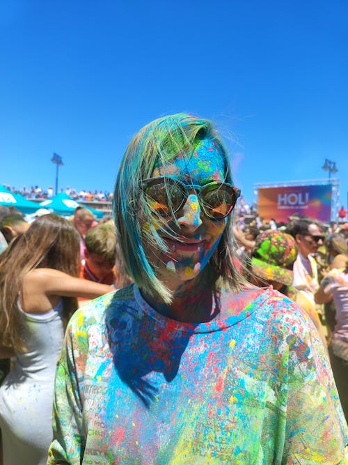 Colorful Powder on Woman
