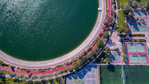 Aerial View of Large Body of Water