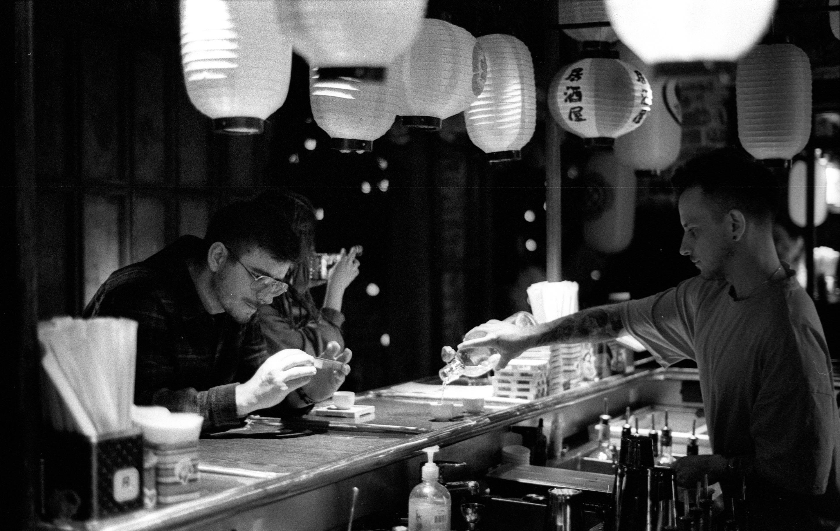 japanese sake cup pouring