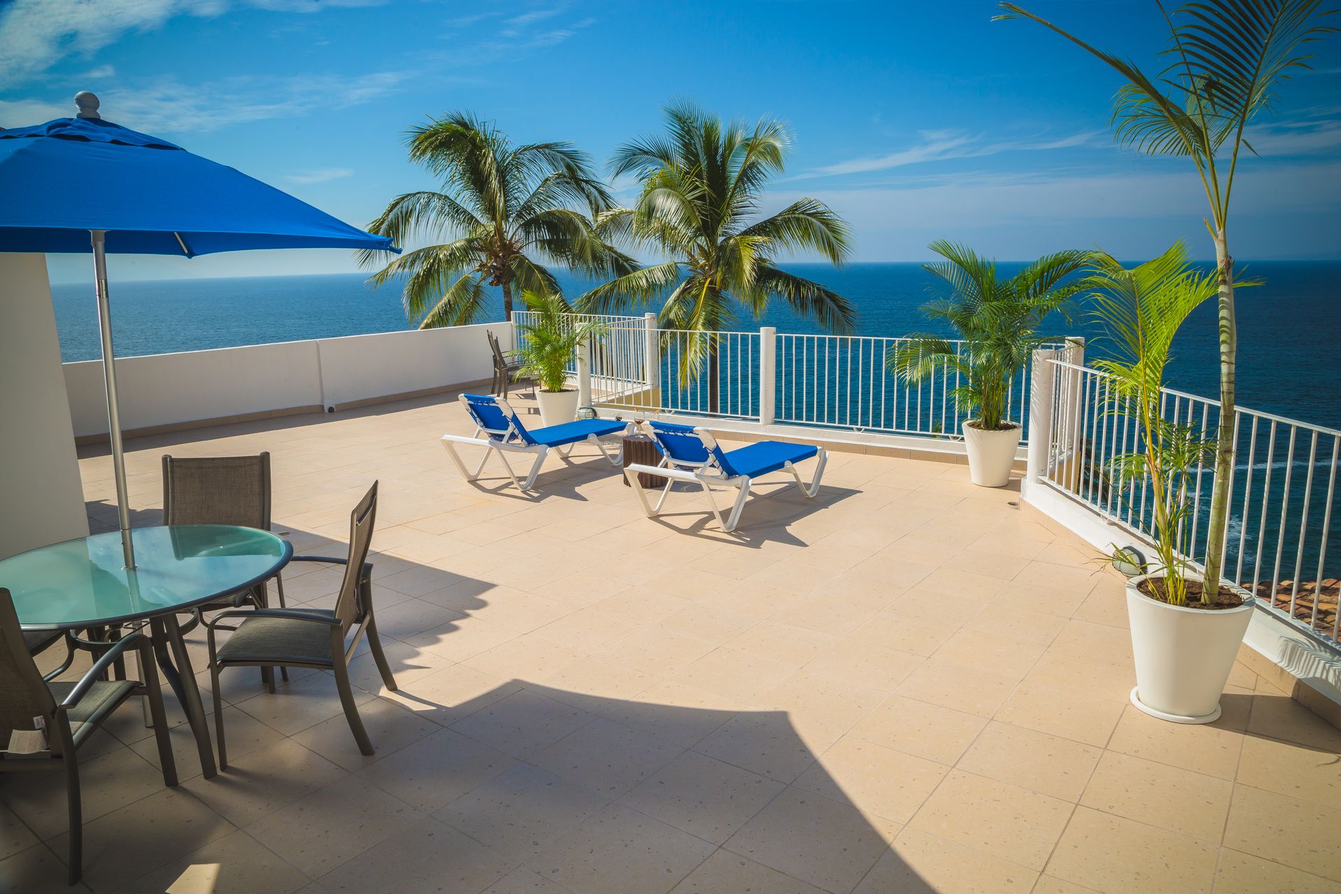 Luxury balcony with tropical view