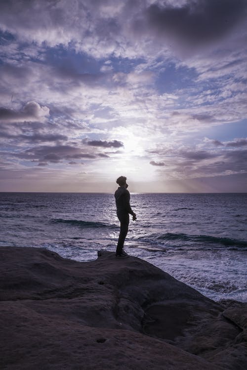 Free Photo of Man Standing on Rock Formation Stock Photo