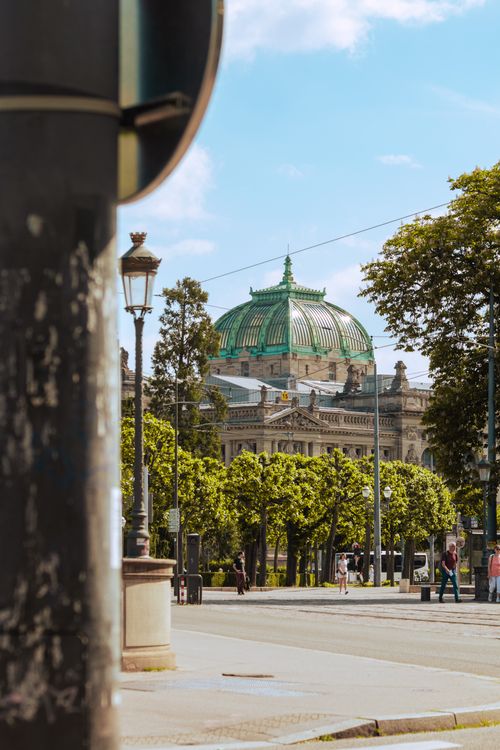 Free Discover the majestic Palais Rohan with its stunning green dome in the heart of Strasbourg, France. Stock Photo