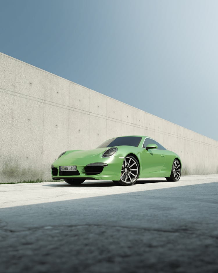 Green Luxurious Sports Car 