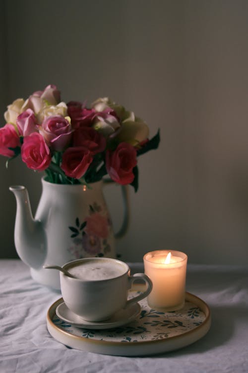 一束花, 咖啡, 喝 的 免費圖庫相片