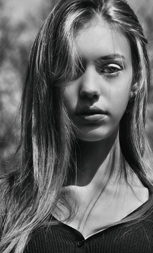 Black and White Portrait of a Young Woman