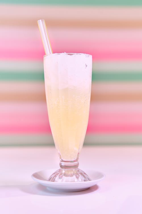 Cold Drink in Glass with Straw