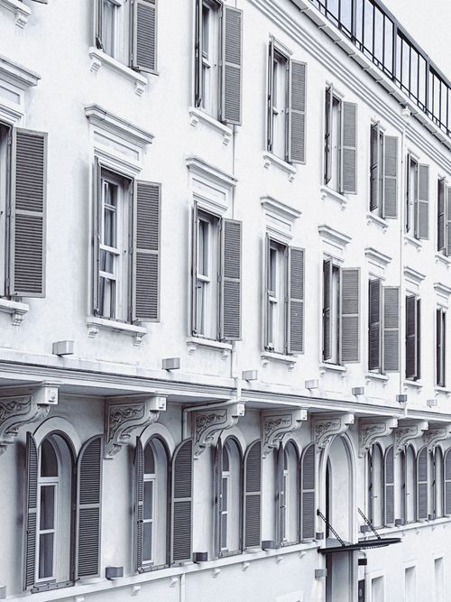 Free White gray, architectural Building exterior, Windows, Perspective Stock Photo