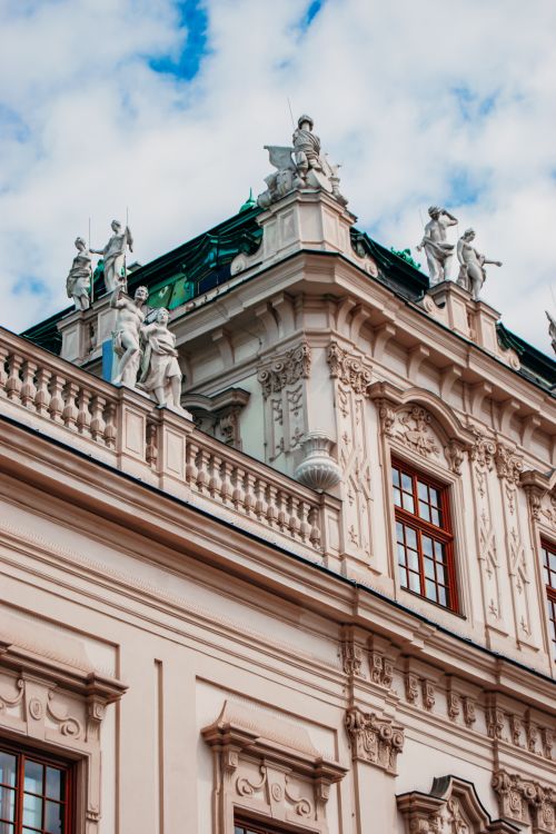 Free Detailed view of Belvedere Palace's stunning architectural facade in Vienna, Austria. Stock Photo