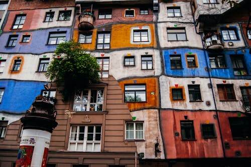 Multi Colored Facade of the Hundertwasser House in Vienna