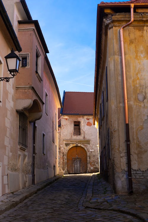 Narrow Paved Alley in an Old Town of Bratislava 