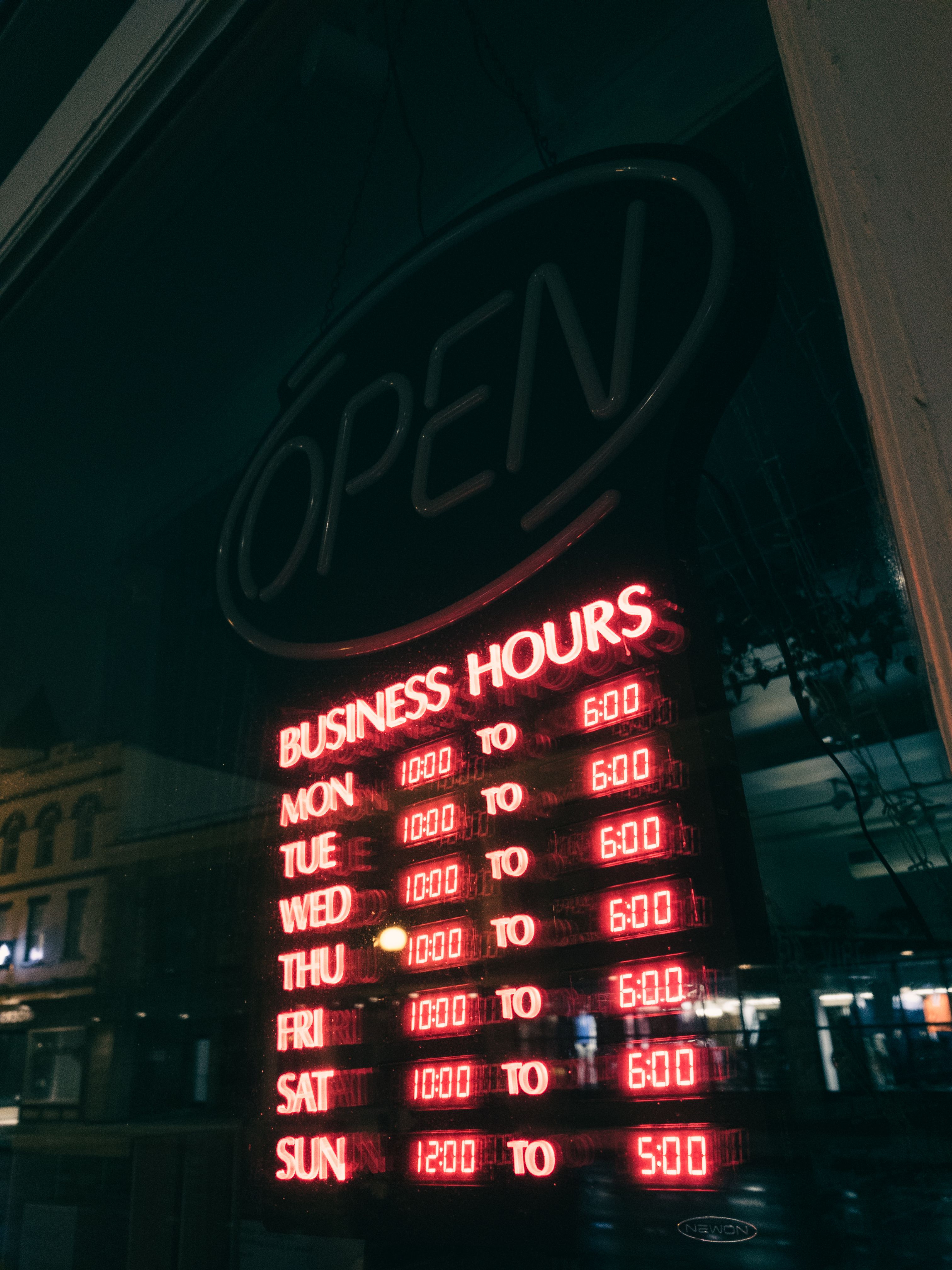 Neon on Window at Night · Free Stock Photo