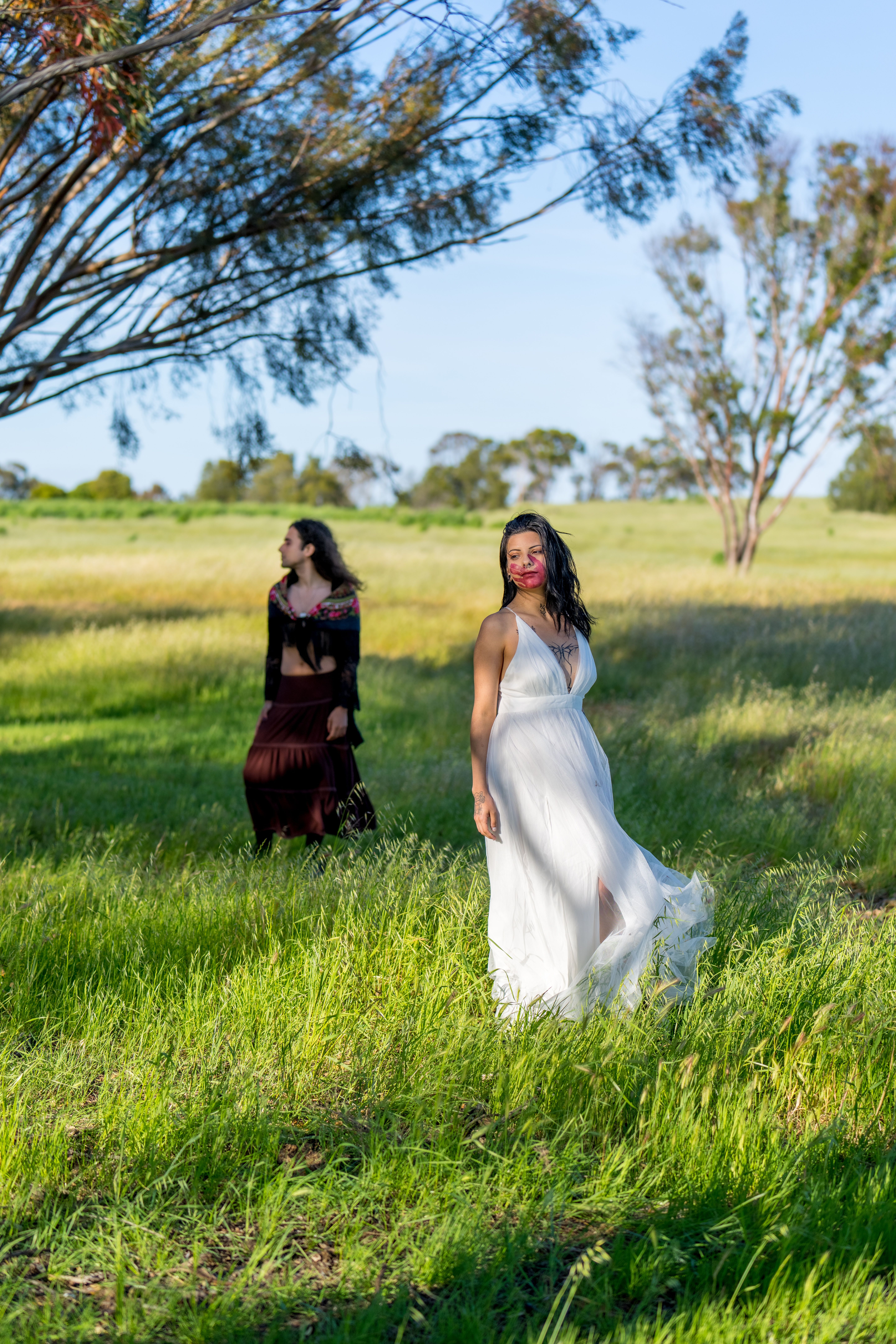 Women in Dresses Posing in Countryside · Free Stock Photo